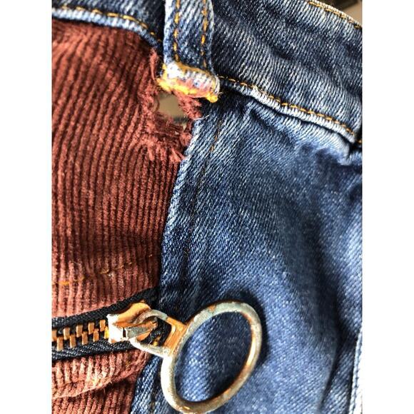 See by Chloe Denim Corduroy Bootcut Jeans 70s Flare Hem Colorblock Blue Brown 28 - Picture 10 of 15